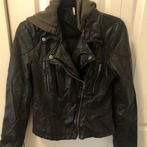 Free people leather jacket with hood